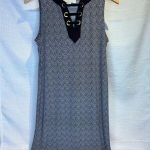 MICHAEL Michael Kors Black & White Print Mini Dress with Grommet Detail